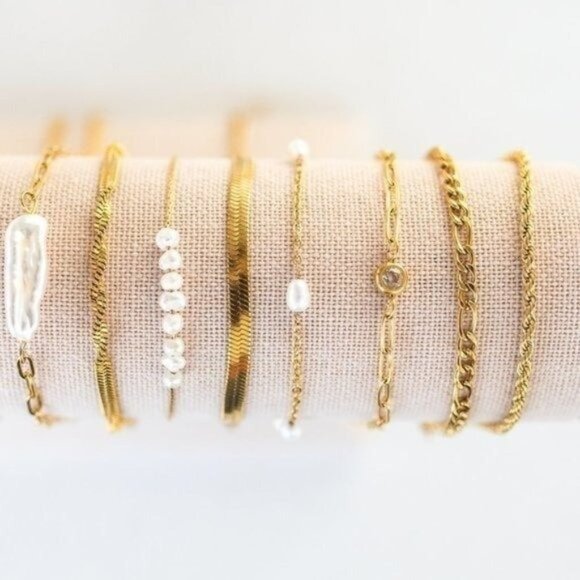 POPULAR Figaro Chain Cuban Chain Bracelet Waterproof Gold Bracelet Non-tarnish - Picture 5 of 9